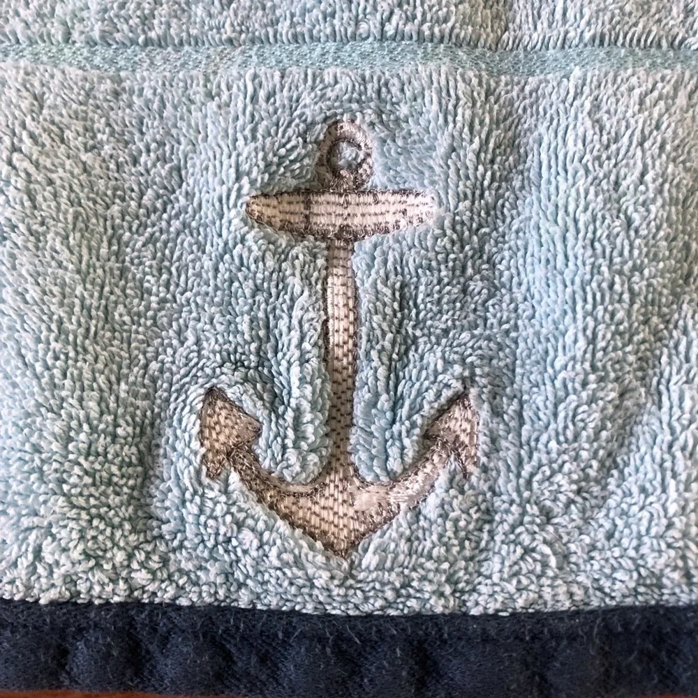 blue anchor hand towel